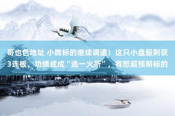 哥也色地址 小微标的继续调遣！这只小盘股则获3连板，功绩或成“逃一火所”，宥恕超预期标的