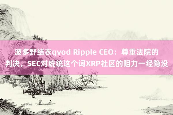 波多野结衣qvod Ripple CEO：尊重法院的判决，SEC对统统这个词XRP社区的阻力一经隐没