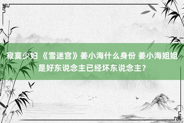 寂寞少妇 《雪迷宫》姜小海什么身份 姜小海姐姐是好东说念主已经坏东说念主？